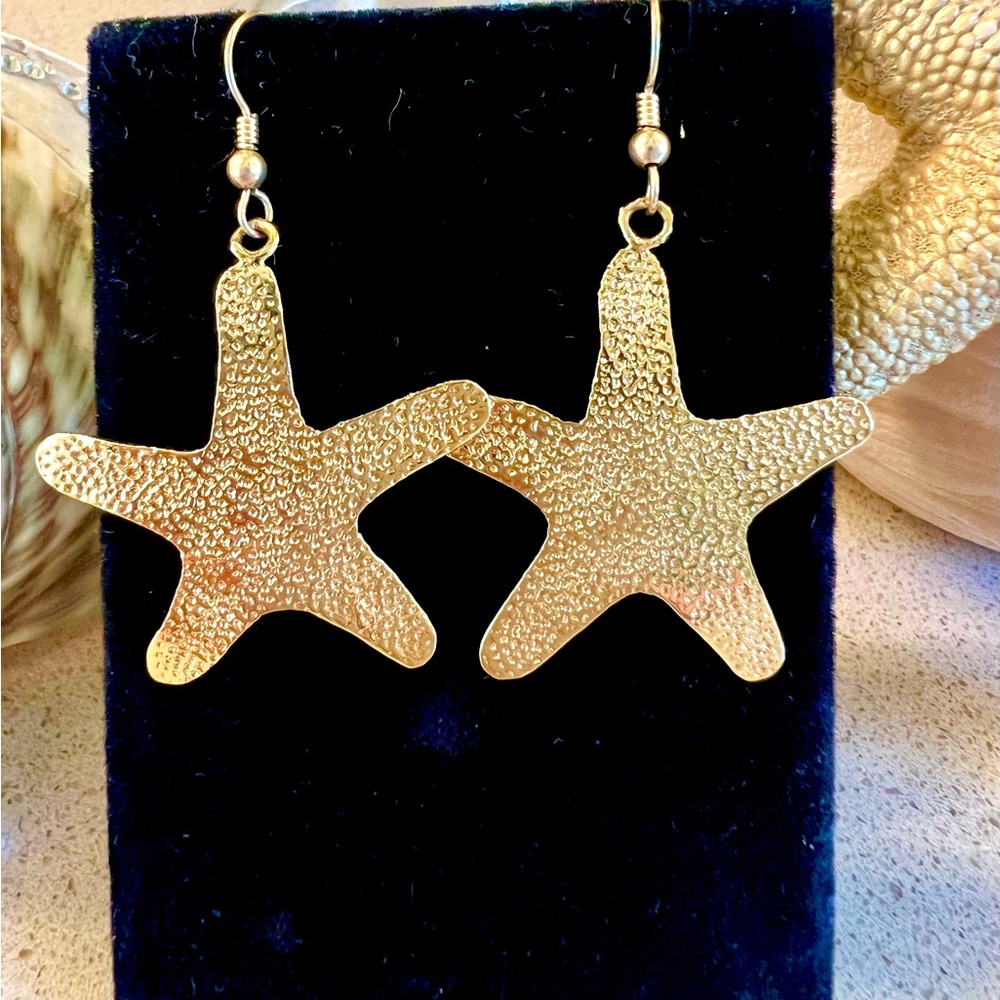 Vermeil over Sterling Silver Starfish Earrings 1 1/2” wide